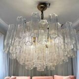 Chandelier en verre de Murano Tronchi des années 1970