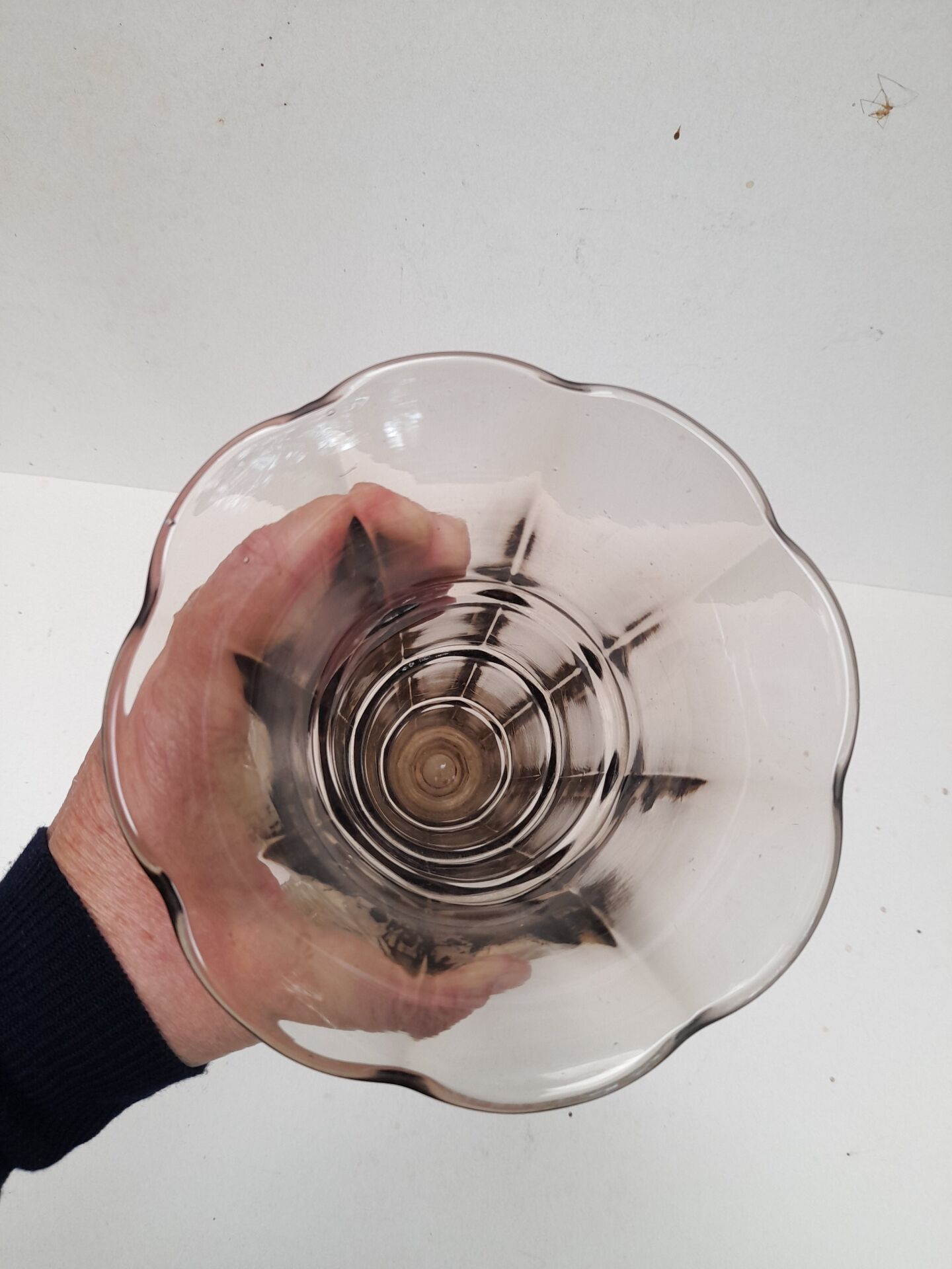 Large grey pressed glass Art Deco vase