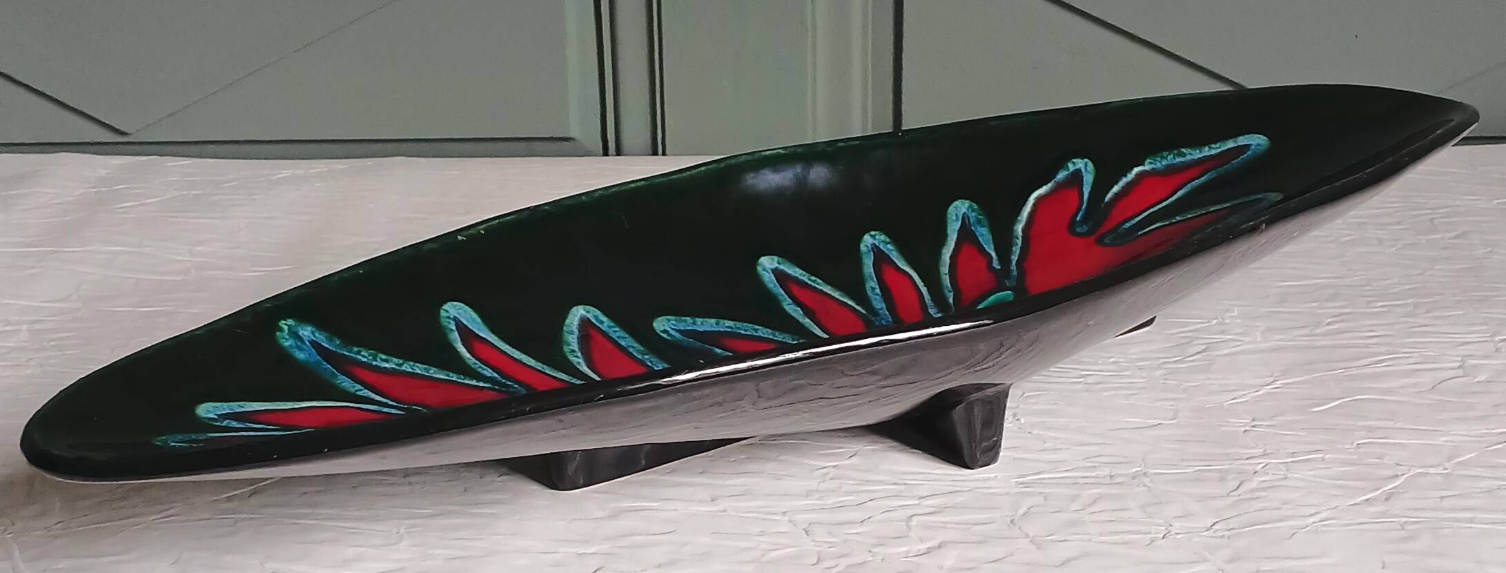 Longwy, numbered and hand-decorated pocket bowl from around 1960.