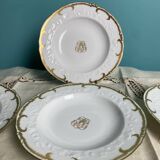 4 deep plates from Limoges with the PJC gold monogram.