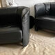 Paire fauteuils Tub cuir noir