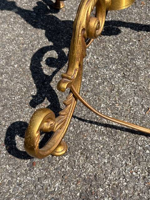 old floor lamp / gilded bronze light fixture / vintage