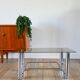Rectangular coffee table in chrome and smoked glass, design, 1970 - 84 x 38 x 36 cm