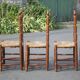 Set of 5 vintage wooden and straw chairs, straw chair, countryside