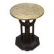Art Deco chess table from the 1930s with a hand-decorated brass top and a stained oak base.