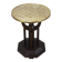 Art Deco chess table from the 1930s with a hand-decorated brass top and a stained oak base.