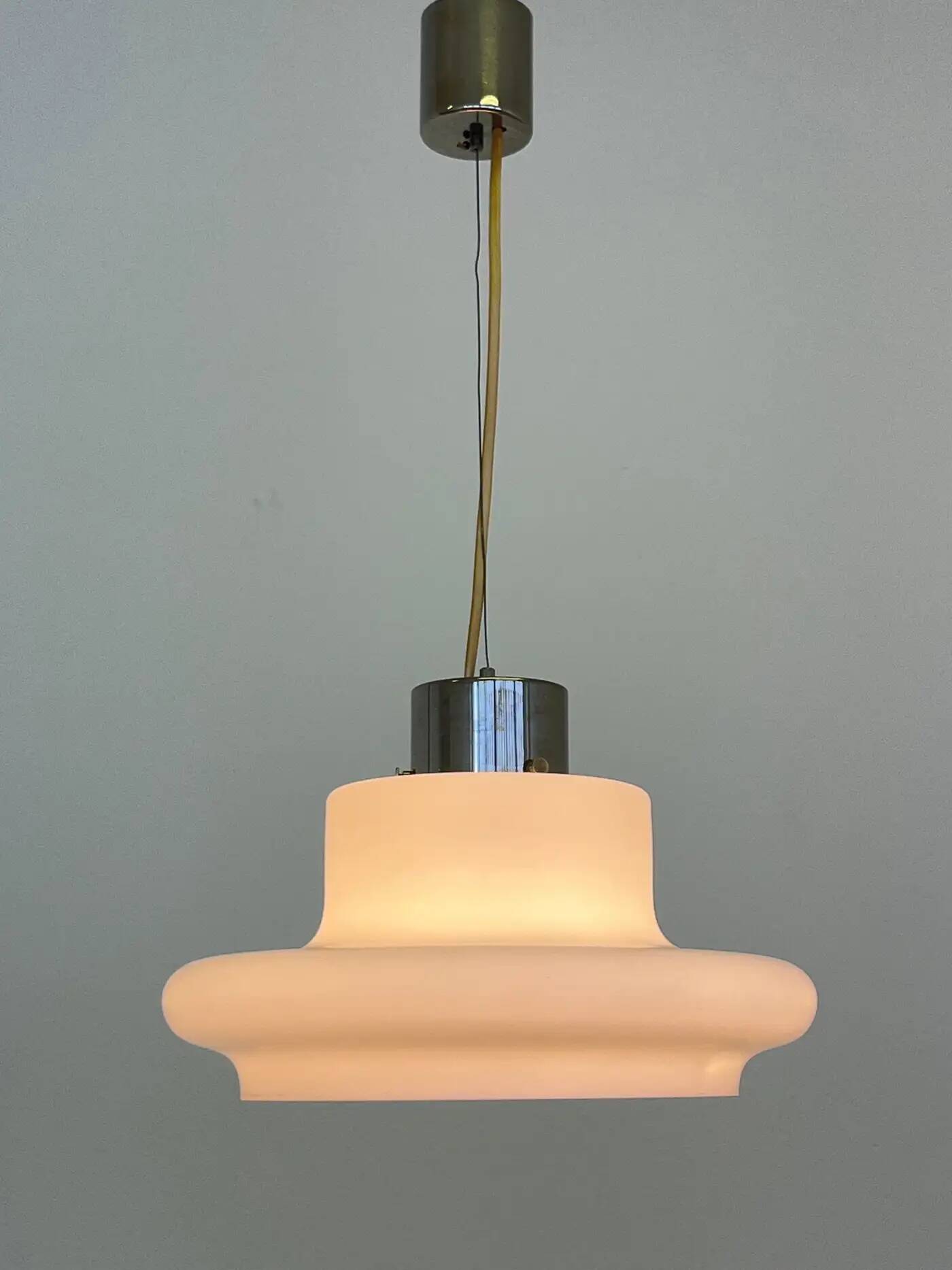 Design white glass pendant by Karel Volf, Czechoslovakia, 1970s