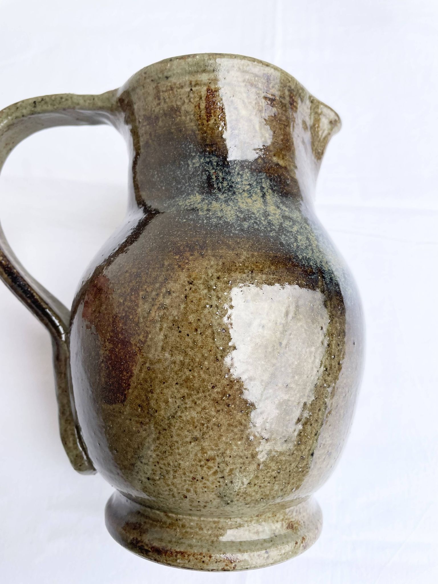 Handmade and signed glazed stoneware pitcher – Atelier de La Borne / Puisaye