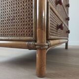Bamboo and rattan chest of drawers, 70's