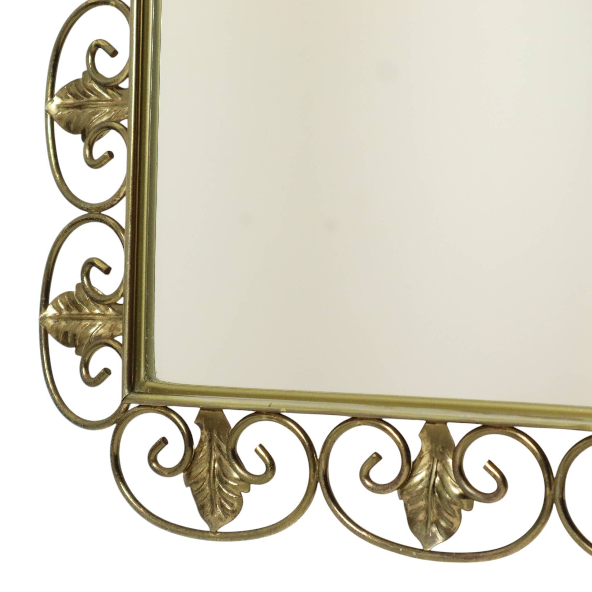 Miroir Deknudt Vintage Doré Métal Cuivré Acanthe
