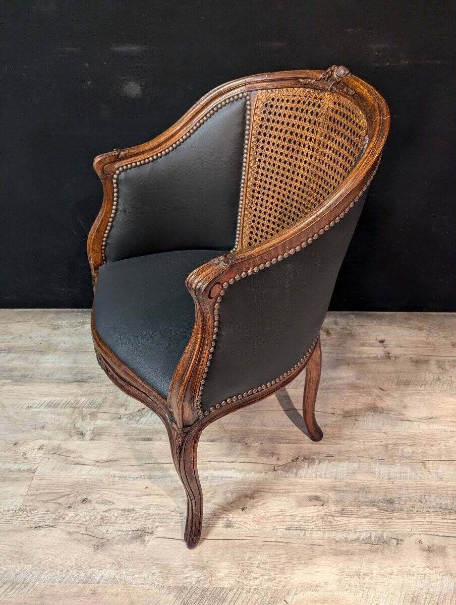 Louis XV office chair with canework