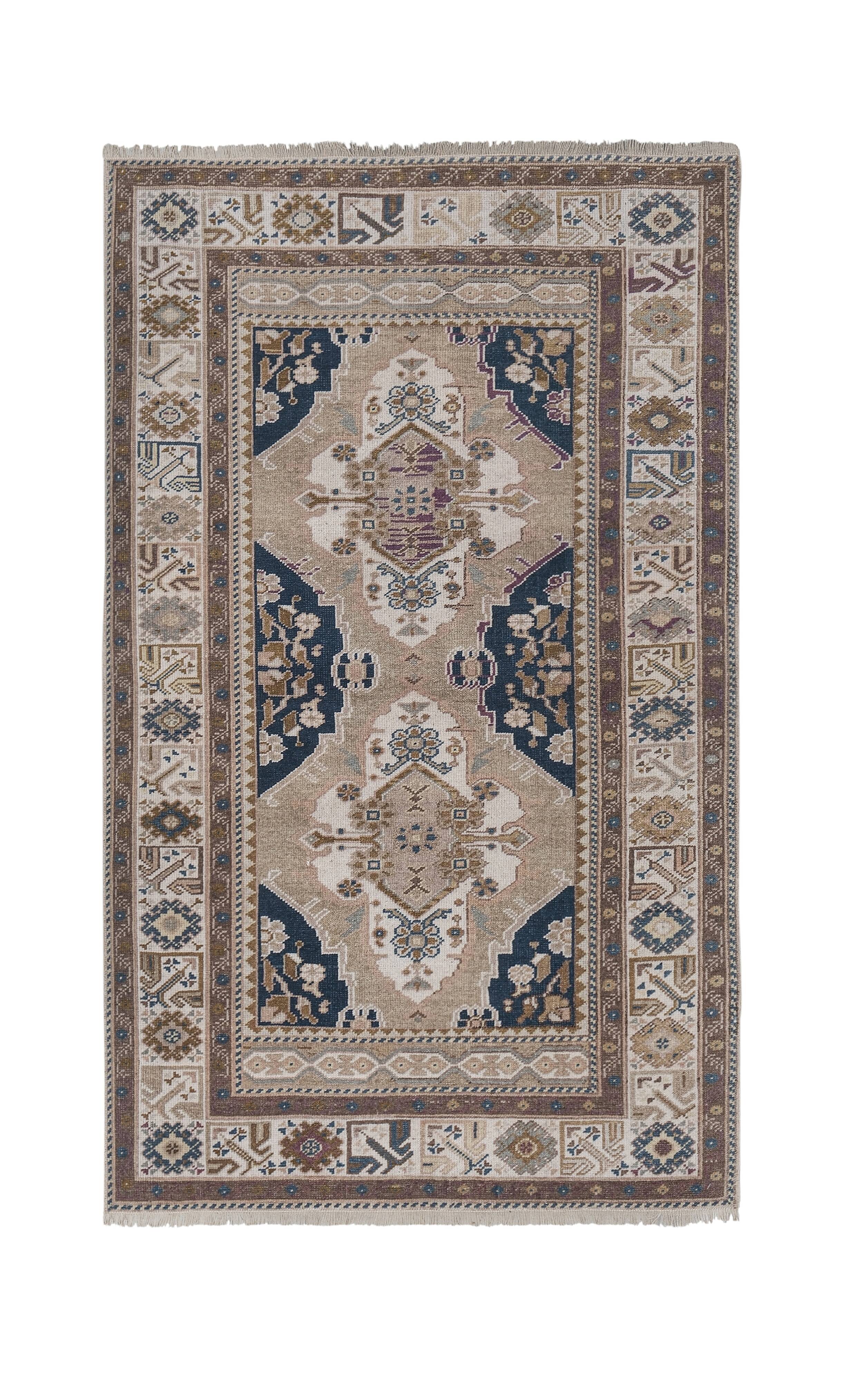 Vintage Turkish Oushak Rug Handwoven 91x156 cm