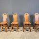 Vintage oak brutalist chairs, 1970s set of 4