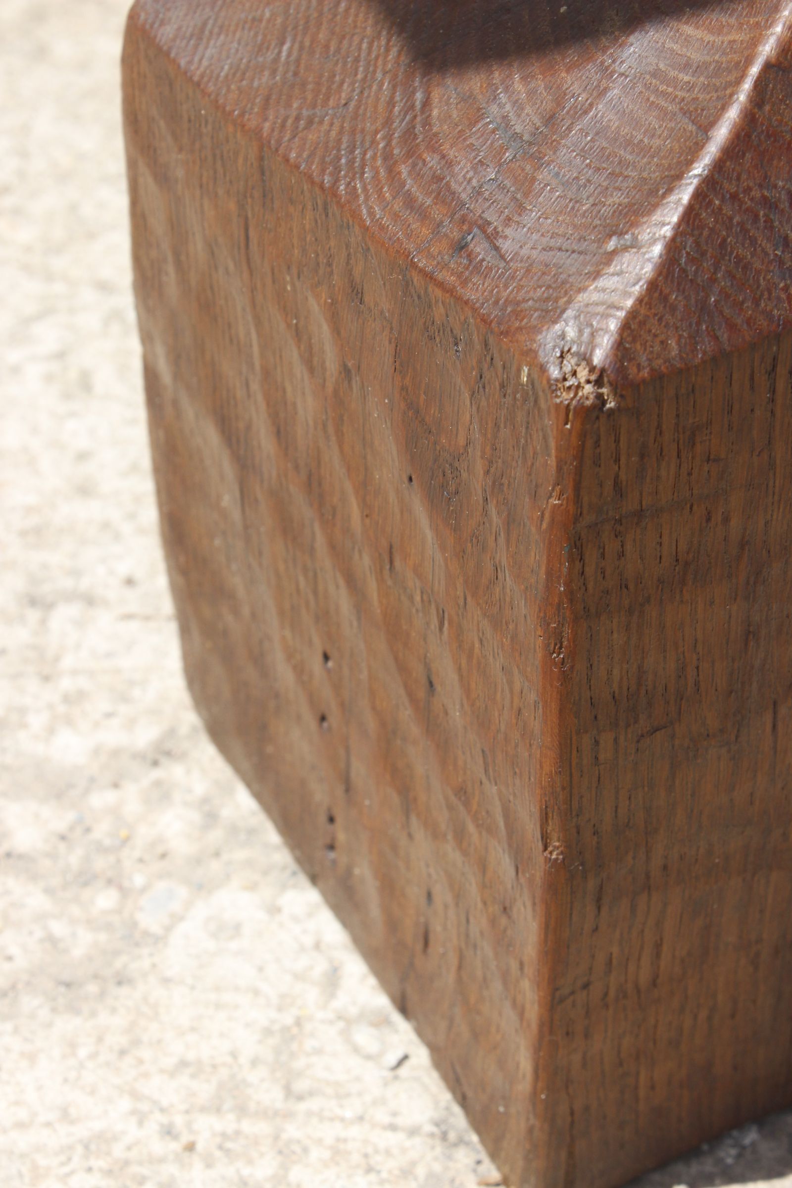 Brutalist console in solid wood worked with gouge & wrought iron, France 1950s