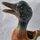 Old barbotine jug Saint Clément Mallard Duck A027