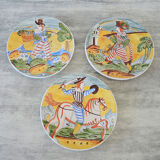3 old majolica plates from montelupo signature hand decor