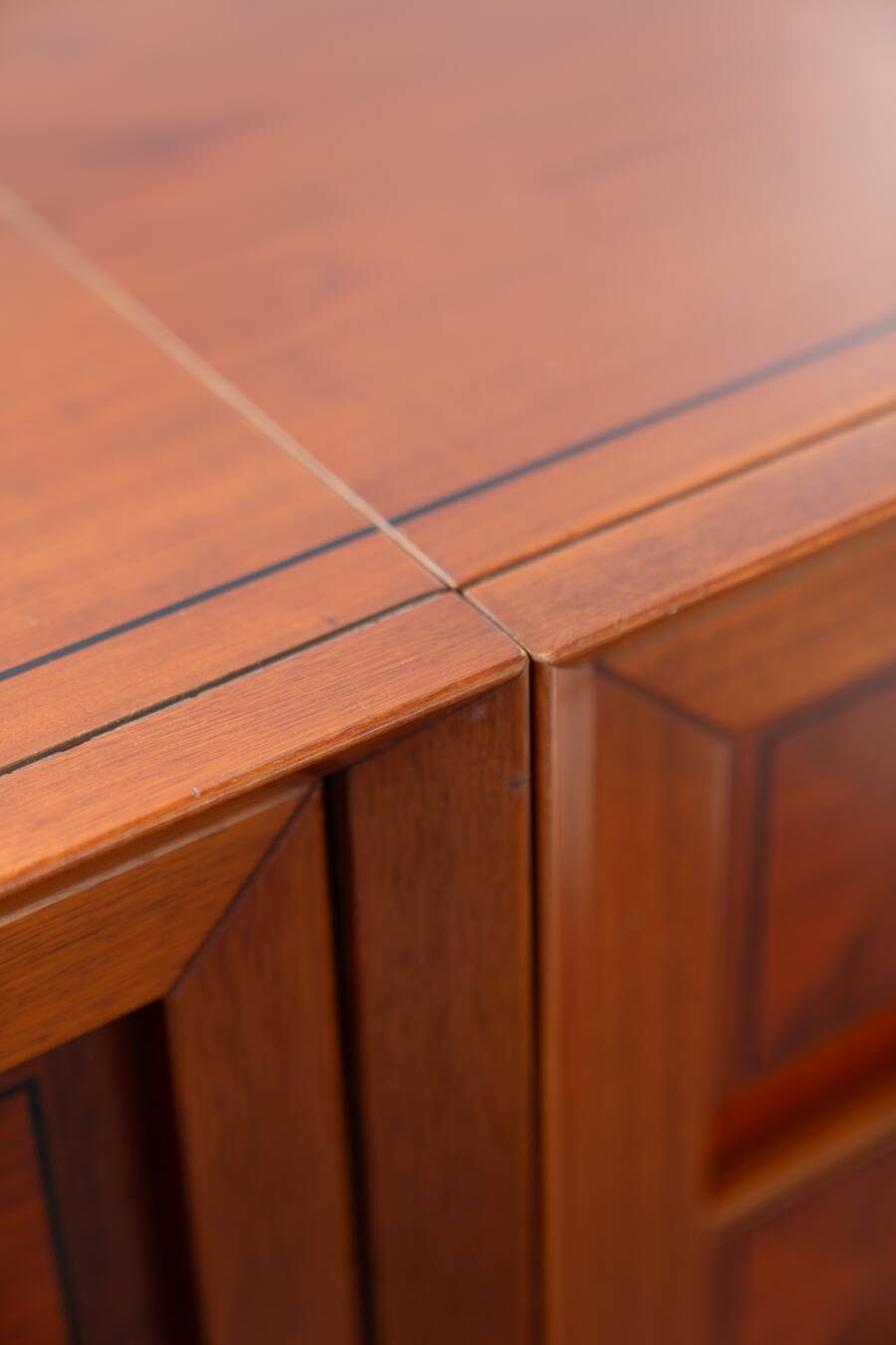 1970s Modular Corner Cabinet in Cherrywood with Glass and Carved Doors – “Fox Hunt” Design