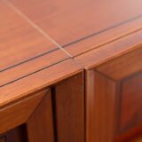 1970s Modular Corner Cabinet in Cherrywood with Glass and Carved Doors – “Fox Hunt” Design