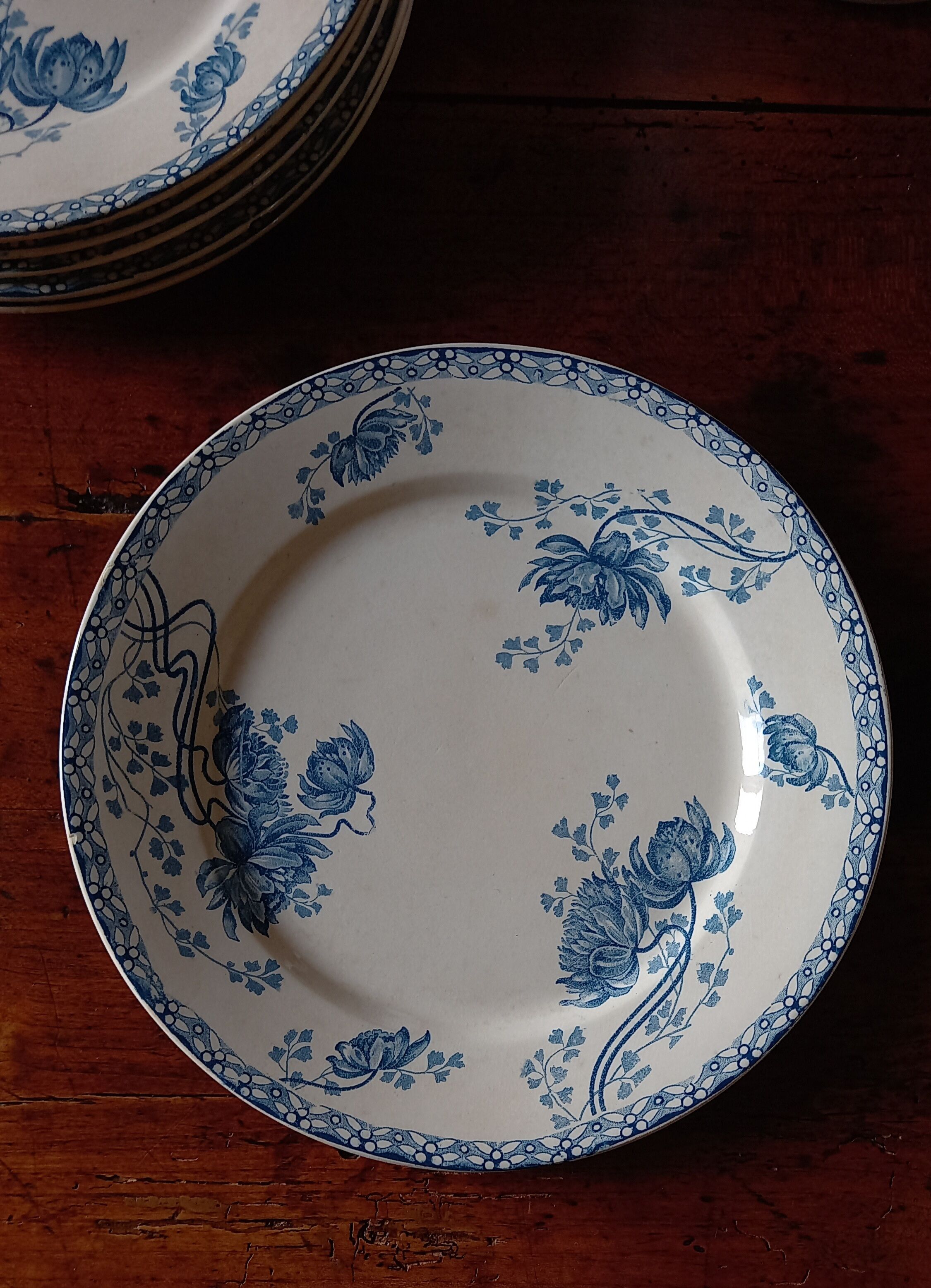 6 flat plates Sarreguemines Utzschneider & Cie model Royat