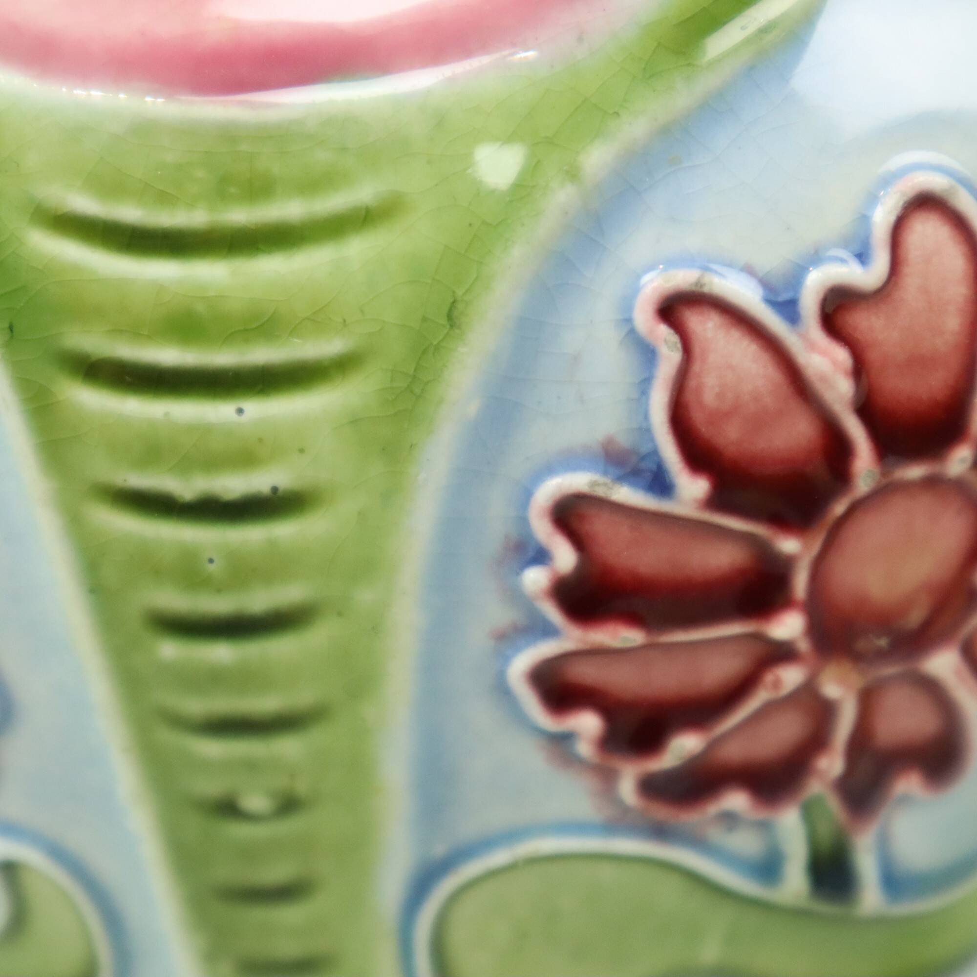 French Art Nouveau Majolica Earthenware Vases ca. 1900
