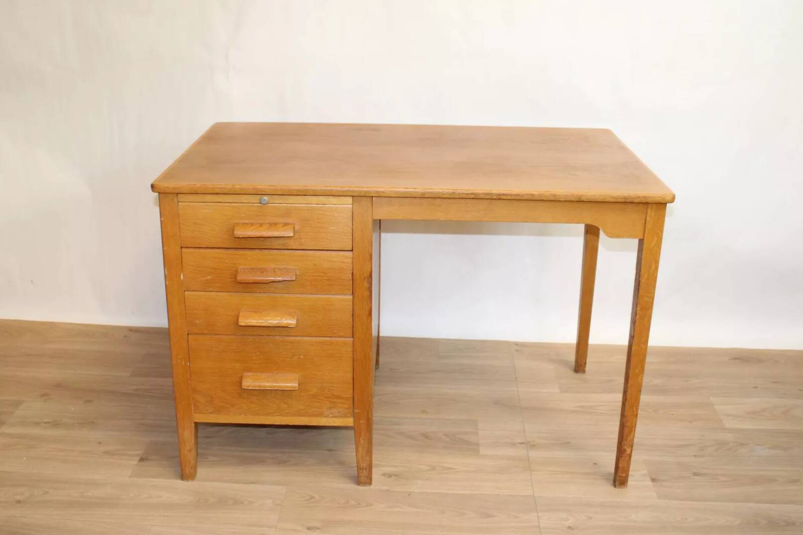 Vintage Scandinavian oak desk with 4 drawers – Sweden – 1960s