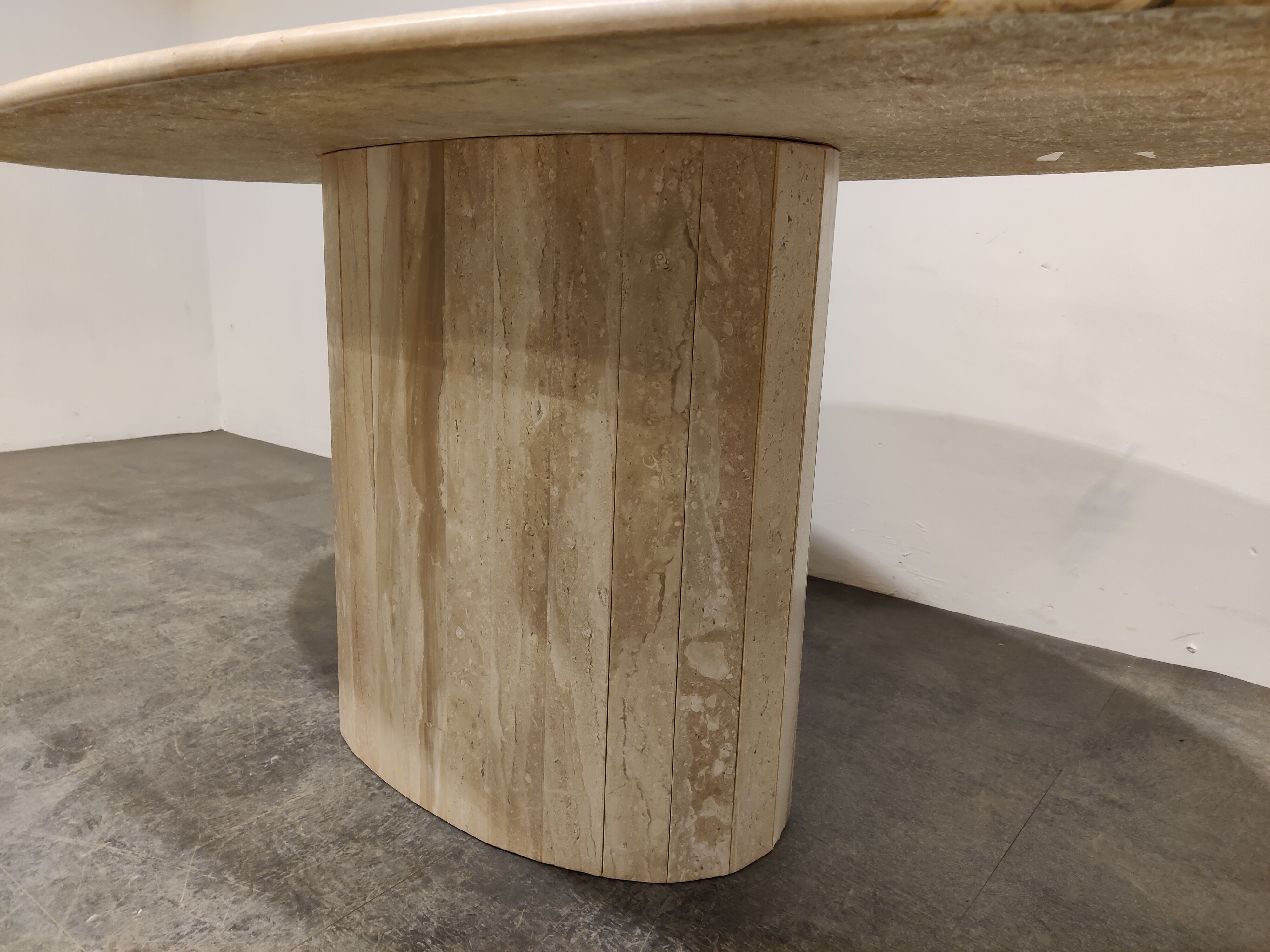 Vintage oval travertine dining table, 1970s
