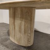 Vintage oval travertine dining table, 1970s