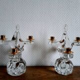 Paire de chandeliers cristal Schneider 1950