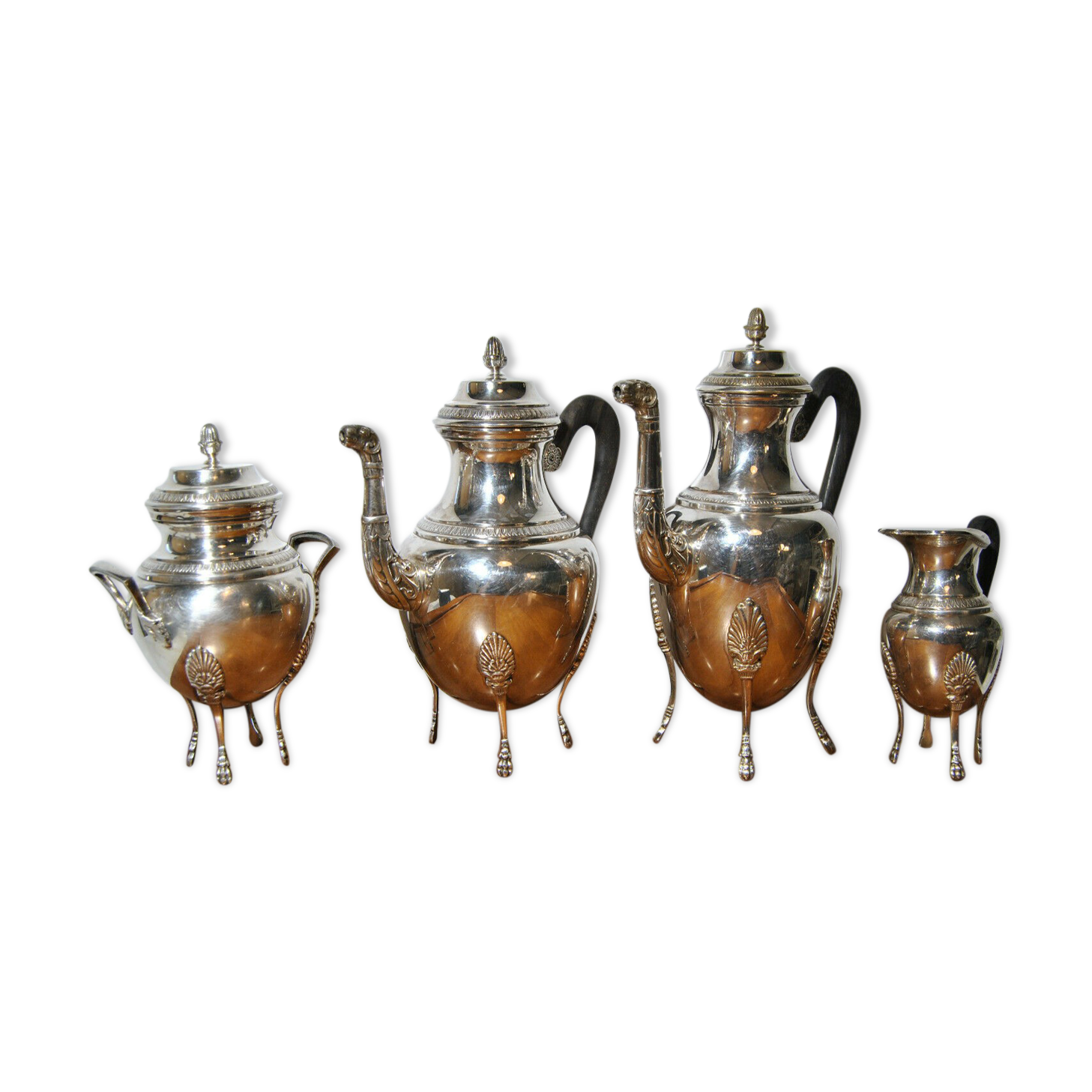 Service ancien thé café métal argenté cafetière théière sucrier pot lait