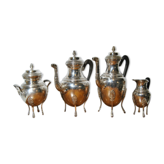 Service ancien thé café métal argenté cafetière théière sucrier pot lait