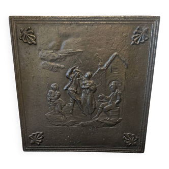 Cast iron fireplace plaque rural scene 64/64 cm