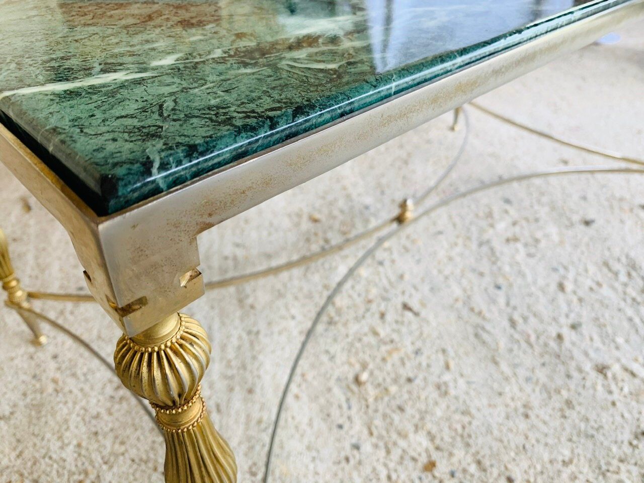Coffee table in green marble and brass circa 50/60