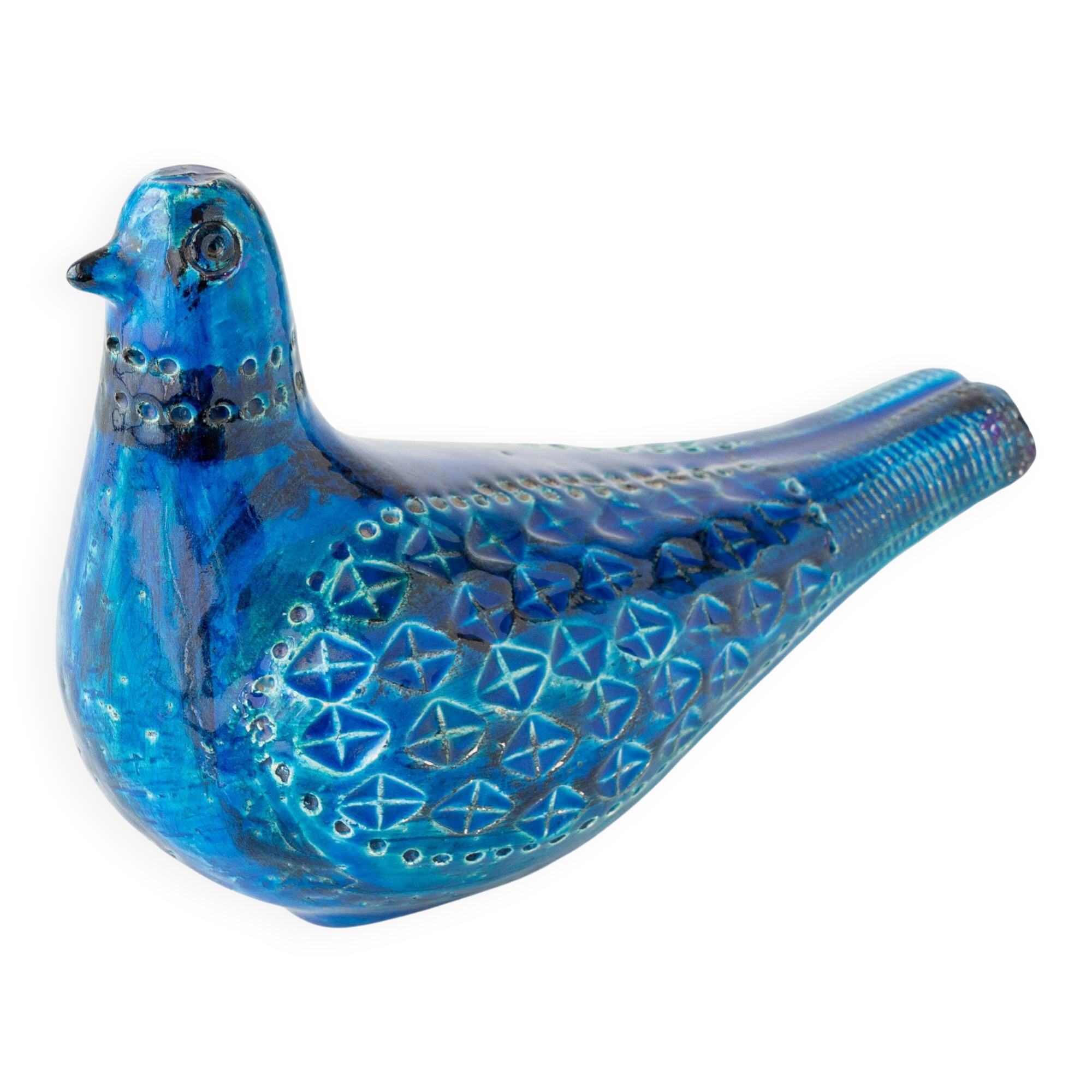 Bitossi Rimini Blu Ceramic Dove Sculpture by Aldo Londi, Italy, 1950s