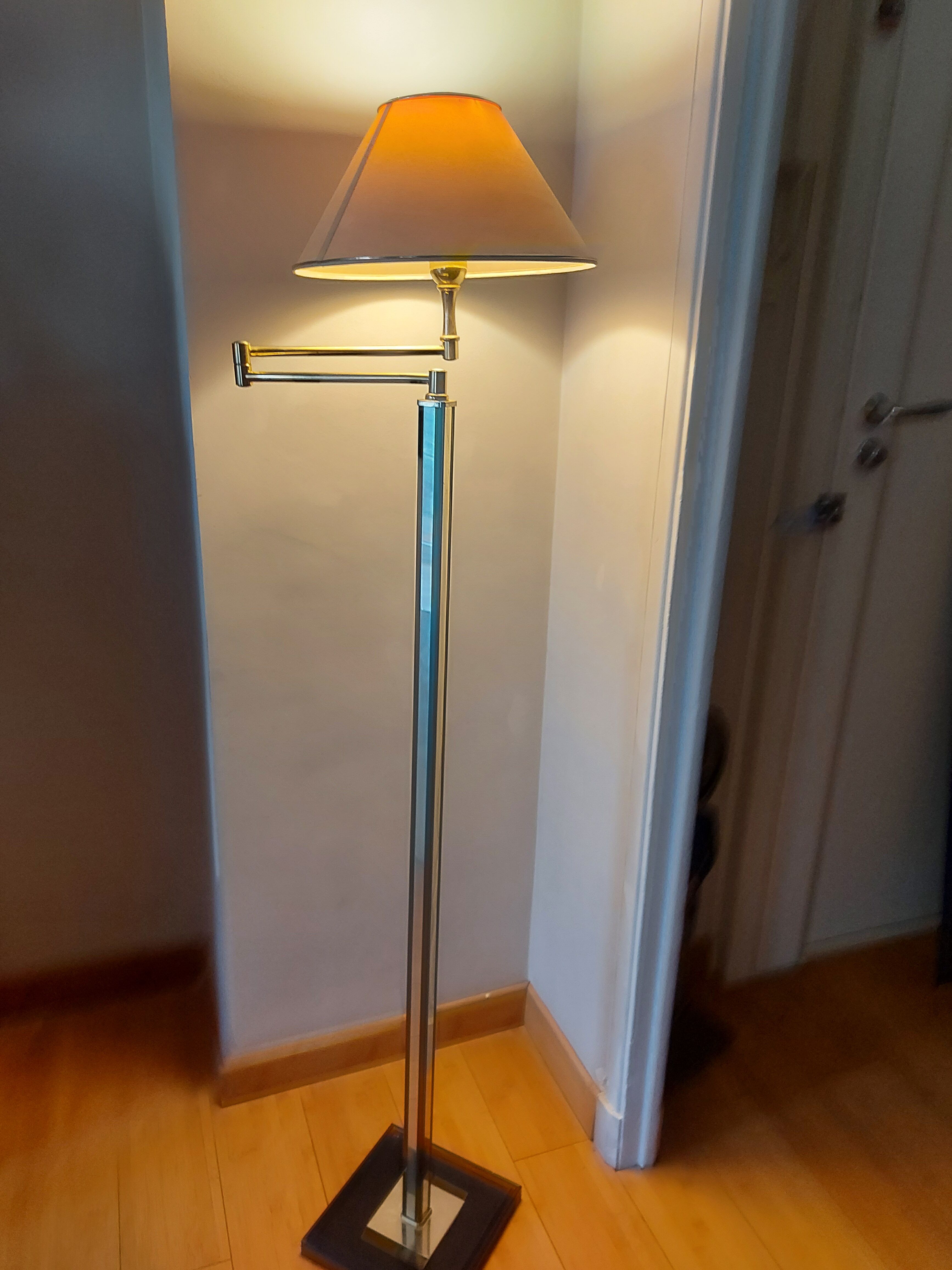 Vintage reading floor lamp in gold metal