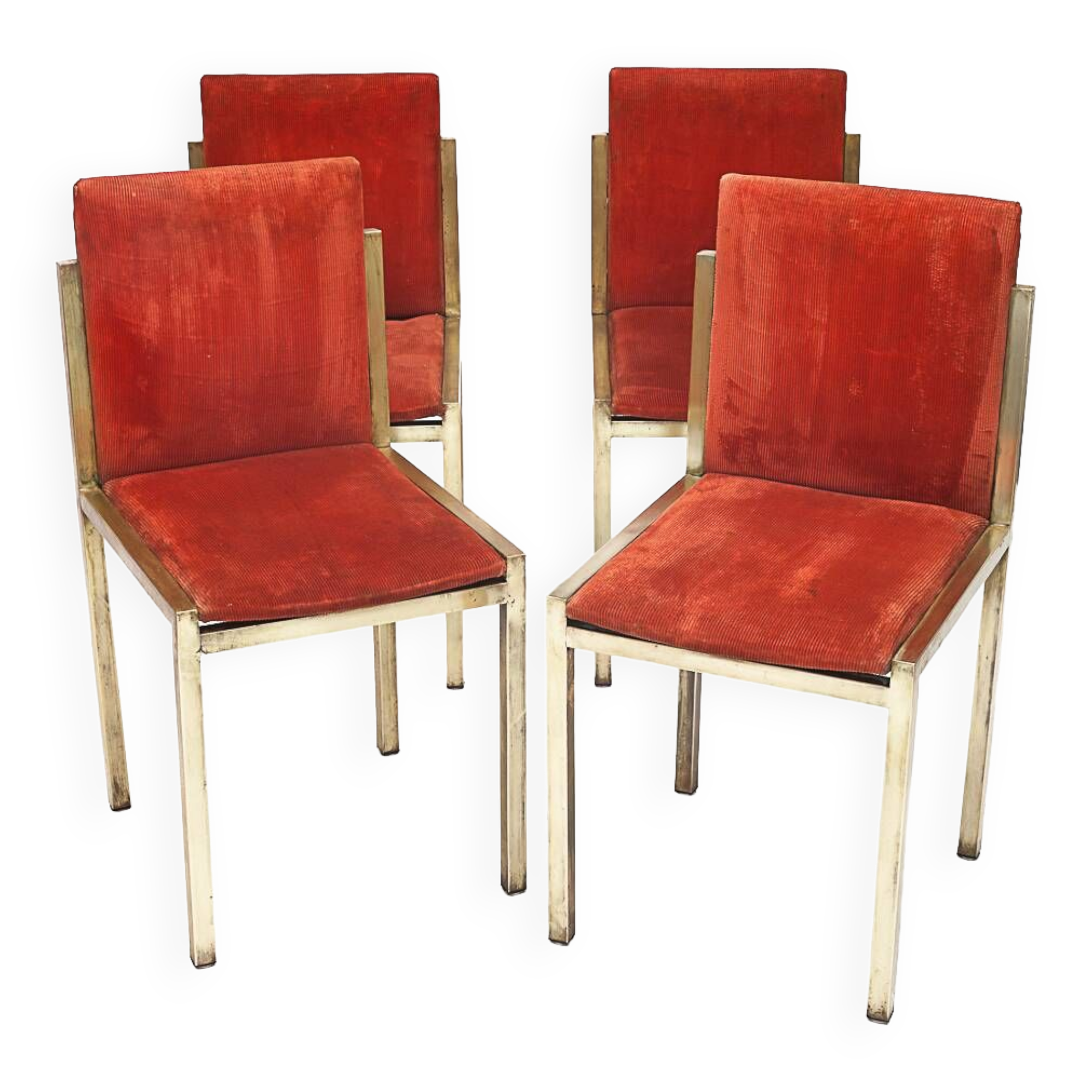 4 Italian brass chairs