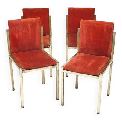 4 chaises Italiennes en laiton