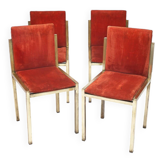 4 Italian brass chairs