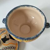 Rare old Quimper candy box decorated with pink basket and Breton portrait