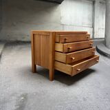 Maison Regain chest of drawers in elm and leather, 1970