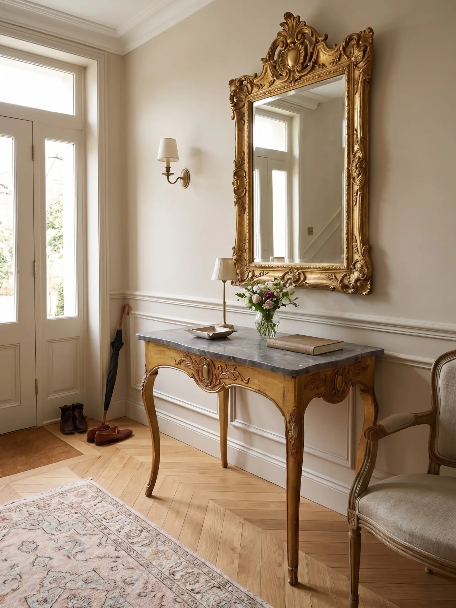 Console/table de milieu style Louis XV doré XIXè 