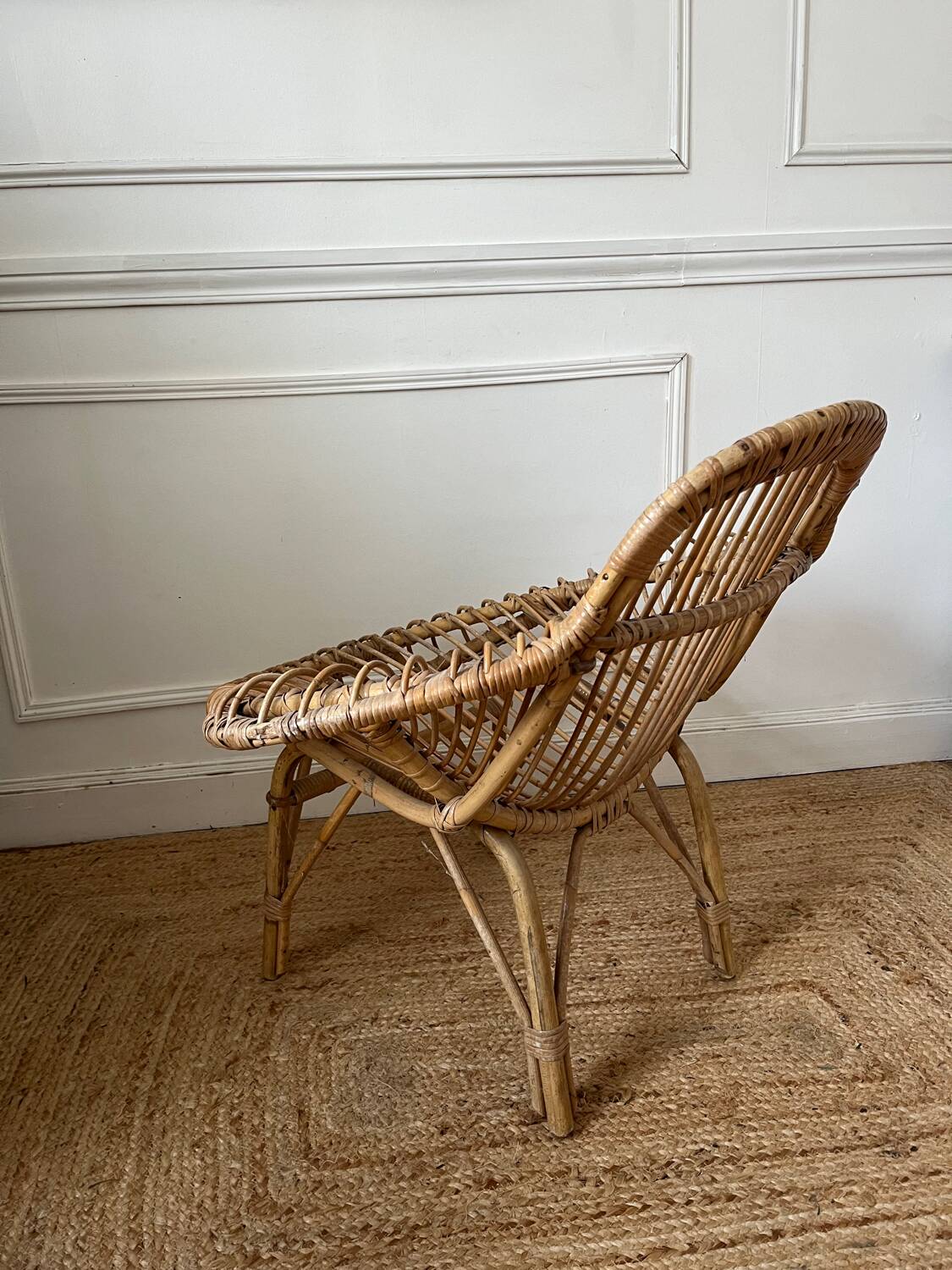 Fauteuil en rotin vintage