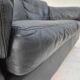 1970s, Danish 2-seater sofa, original black furniture leather, teak wood.