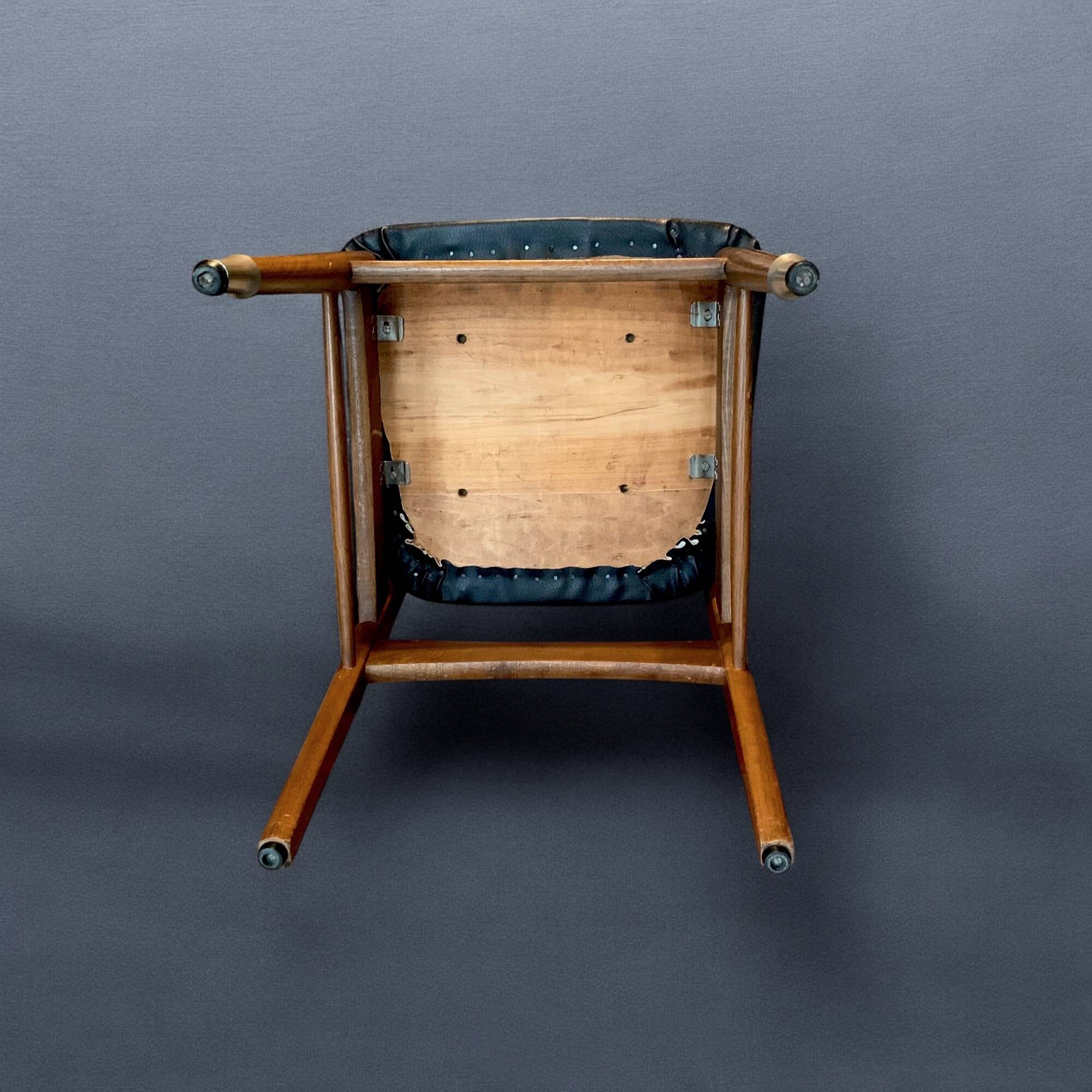 Pair of Scandinavian chairs in wood and black skai