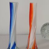 Pair of colored glass soliflores, 1960s