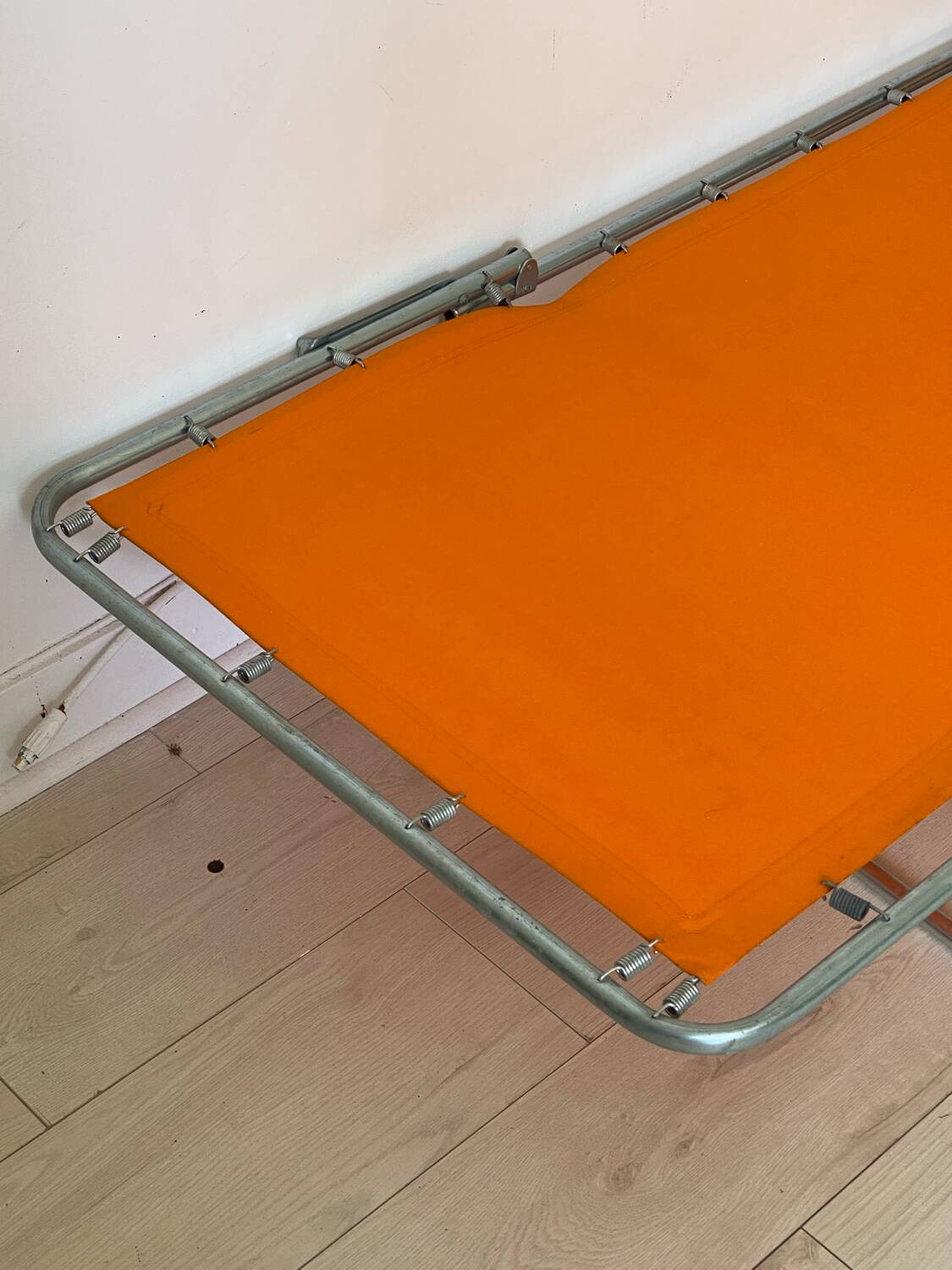 Orange and metal deckchair 1970