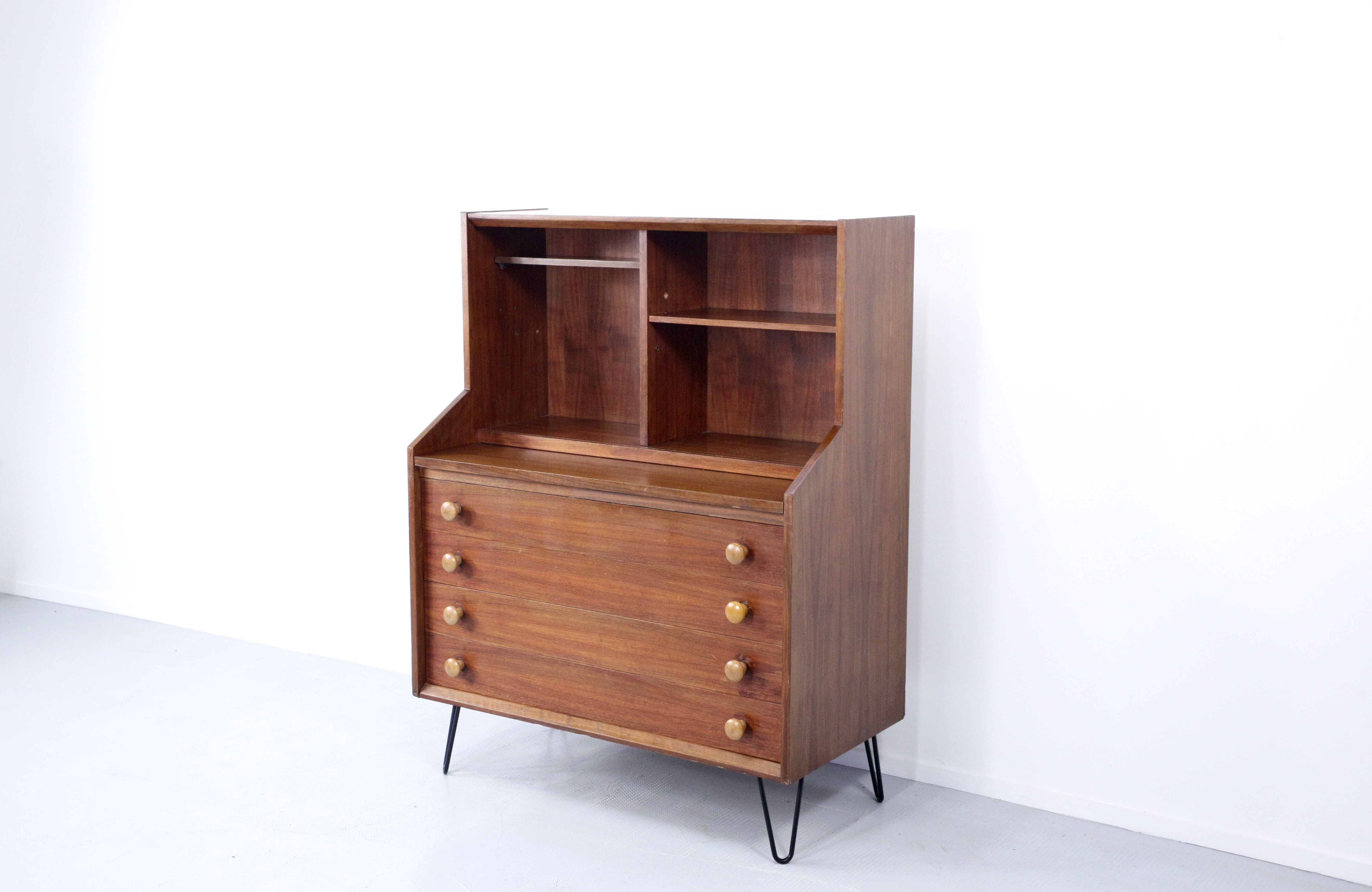 Italian midcentury bureau in teak