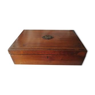 Old wooden box, brass handles box