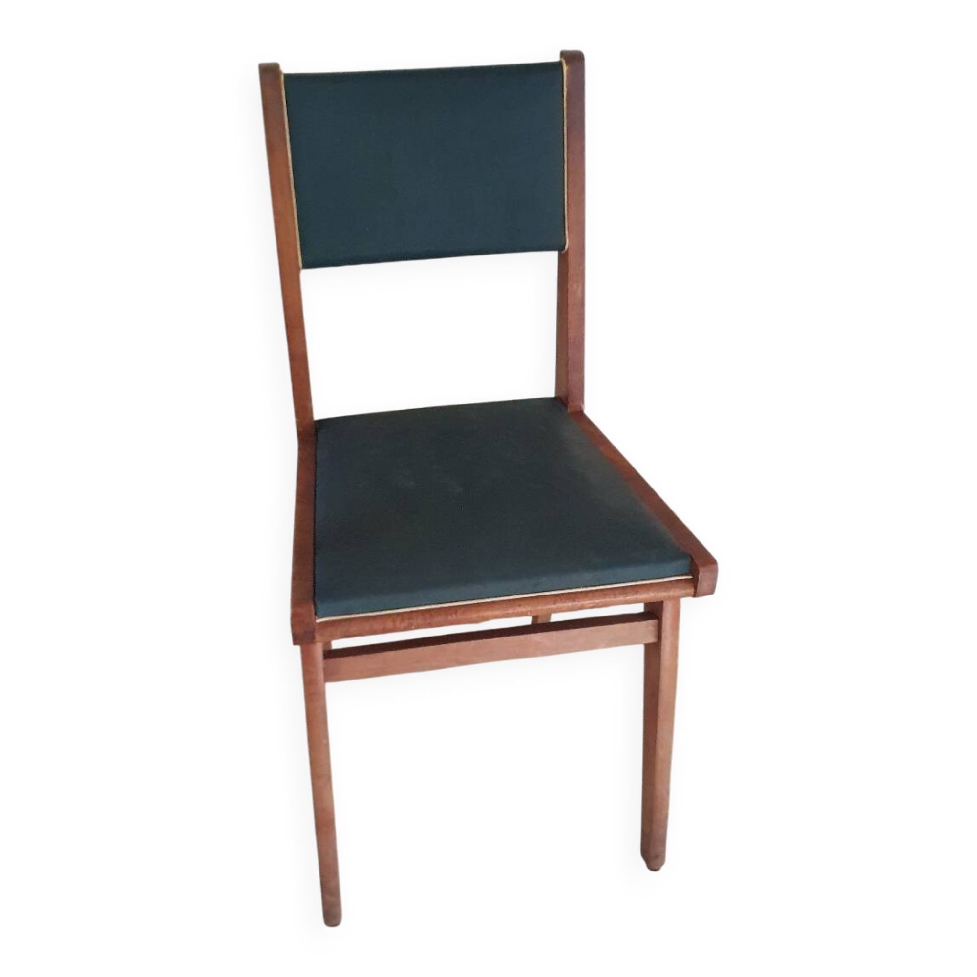 Vintage green leatherette and wood chair