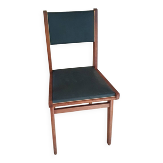 Vintage green leatherette and wood chair