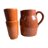 Set of 2 glasses in Digoin stoneware + carafe